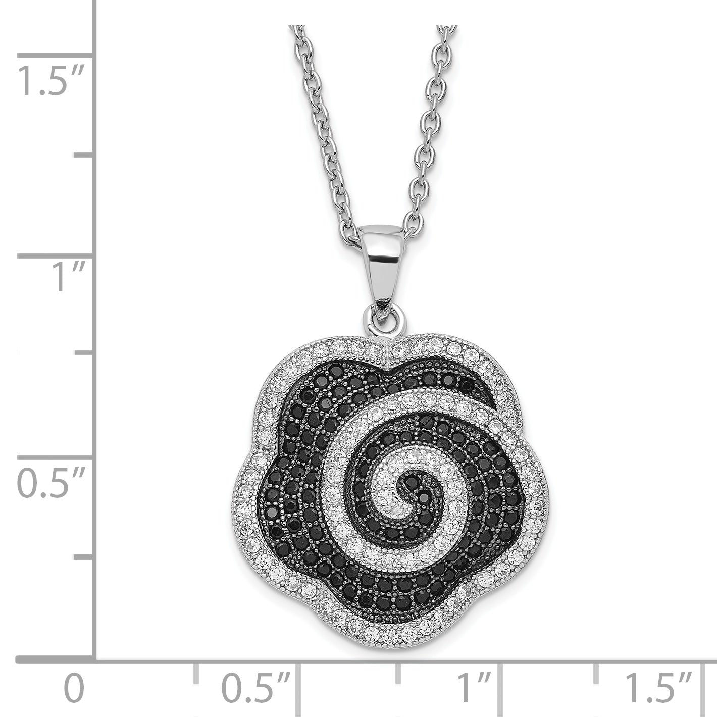Brilliant Embers Sterling Silver Rhodium-Plated CZ Flower Necklace with 2 Extender