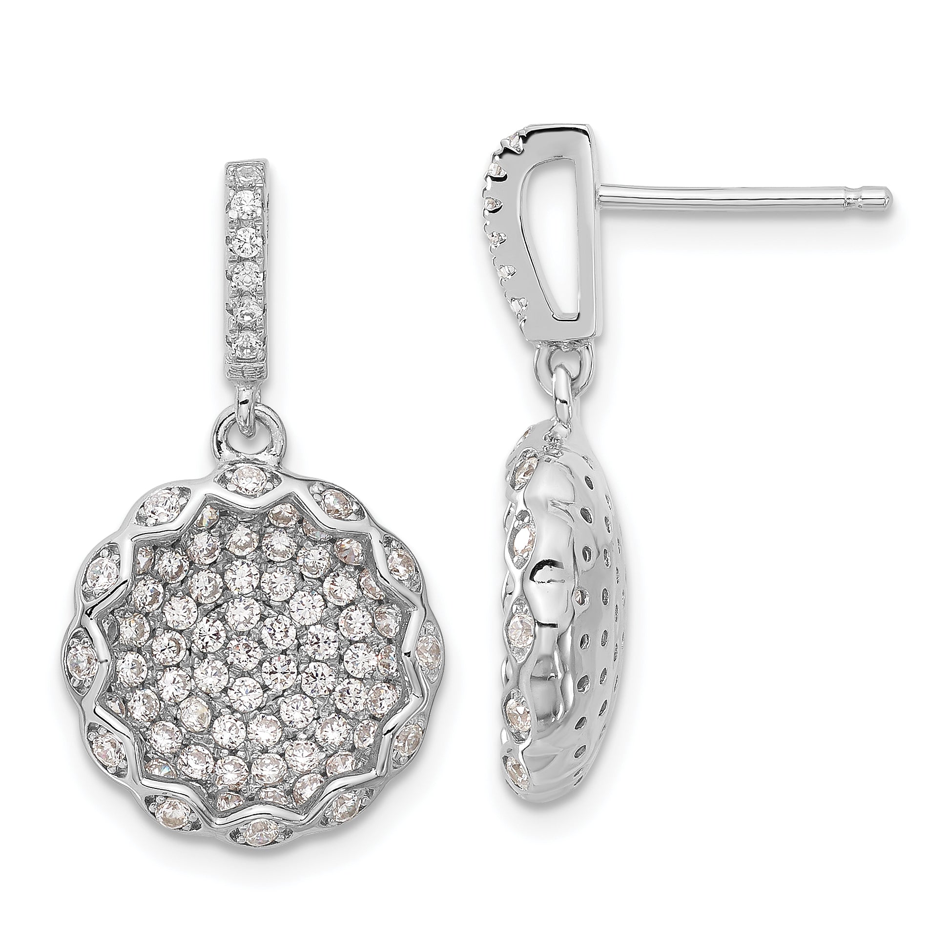 Sterling Silver Brilliant Embers CZ Circle Dangle Post Earrings Main image