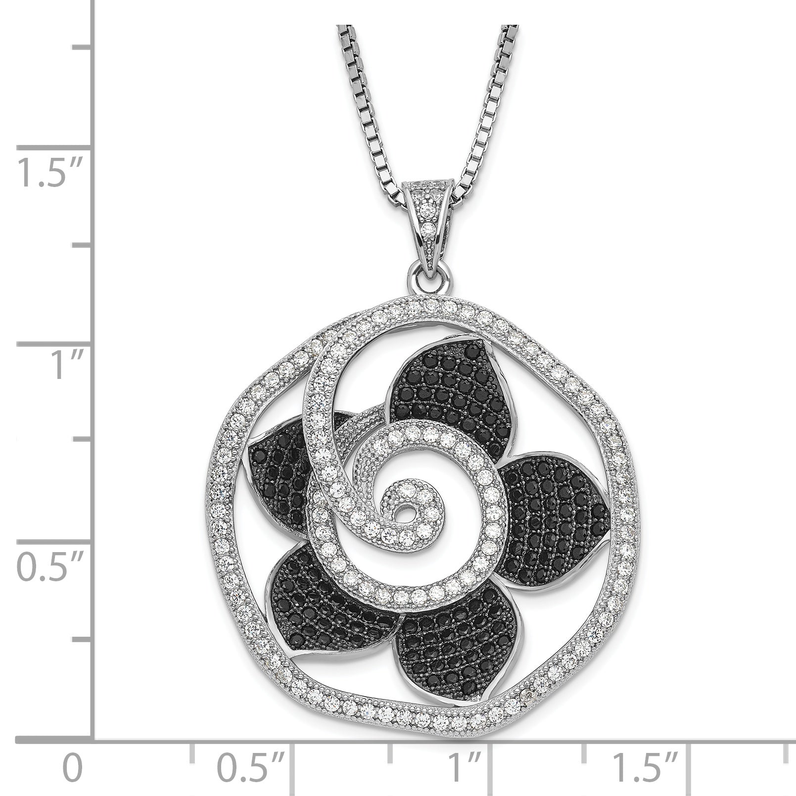 Sterling Silver CZ Fire Flower Necklace with Multi-Color Stones