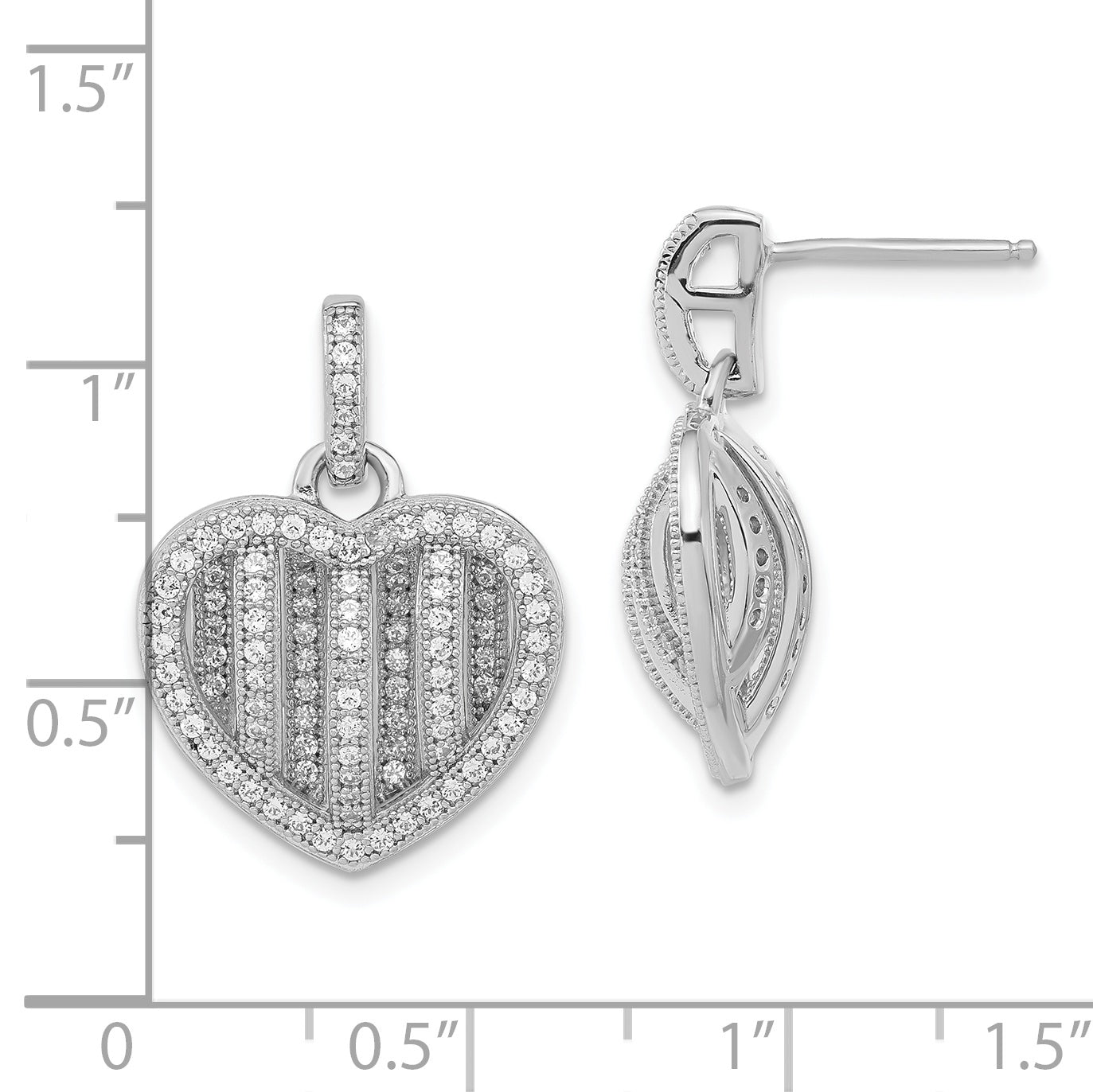 Sophia Jewelers Sterling Silver CZ Heart Dangle Earrings Elegant Women's Jewelry