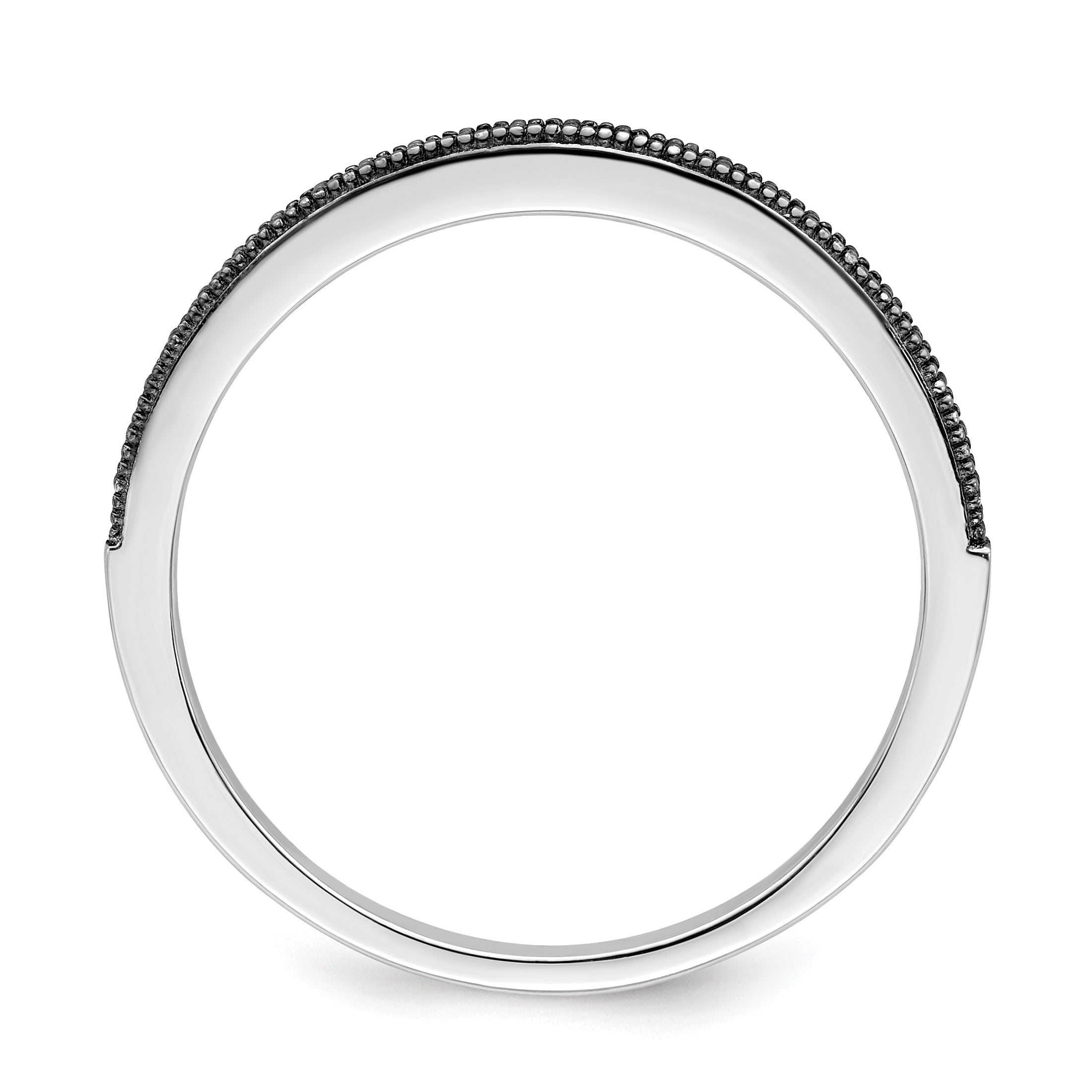 Brilliant Embers Sterling Silver Rhodium-plated 25 stone Micro Pav‚ Black CZ Polished Ring - 6