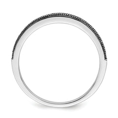 Brilliant Embers Sterling Silver Rhodium-plated 25 stone Micro Pav‚ Black CZ Polished Ring - 6