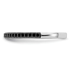 Brilliant Embers Sterling Silver Rhodium-plated 25 stone Micro Pav‚ Black CZ Polished Ring - 6
