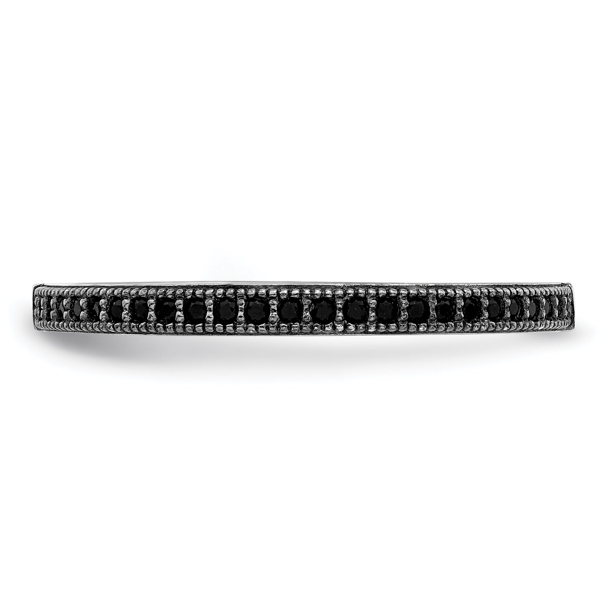 Brilliant Embers Sterling Silver Rhodium-plated 25 stone Micro Pav‚ Black CZ Polished Ring - 6