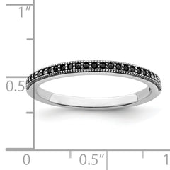 Brilliant Embers Sterling Silver Rhodium-plated 25 stone Micro Pav‚ Black CZ Polished Ring - 6