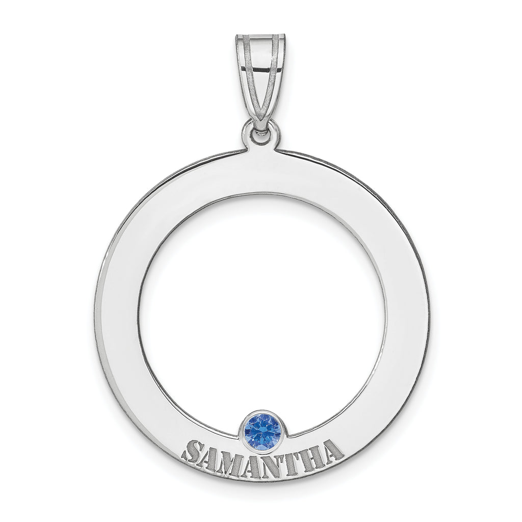 SS/Rhodium-plated 1 Birthstone Circle with SS Bezel Family Pendant