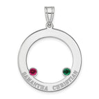 SS/Rhodium-plated 2 Birthstone Circle with SS Bezel Family Pendant