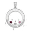 SS/Rhodium-plated 3 Birthstone Circle with SS Bezel Family Pendant