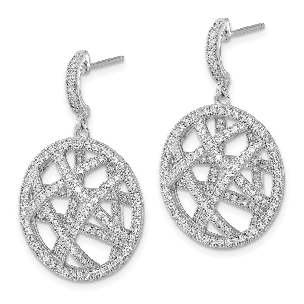Sophia Jewelers: Sterling Silver CZ Dangle Earrings with Polished Finish