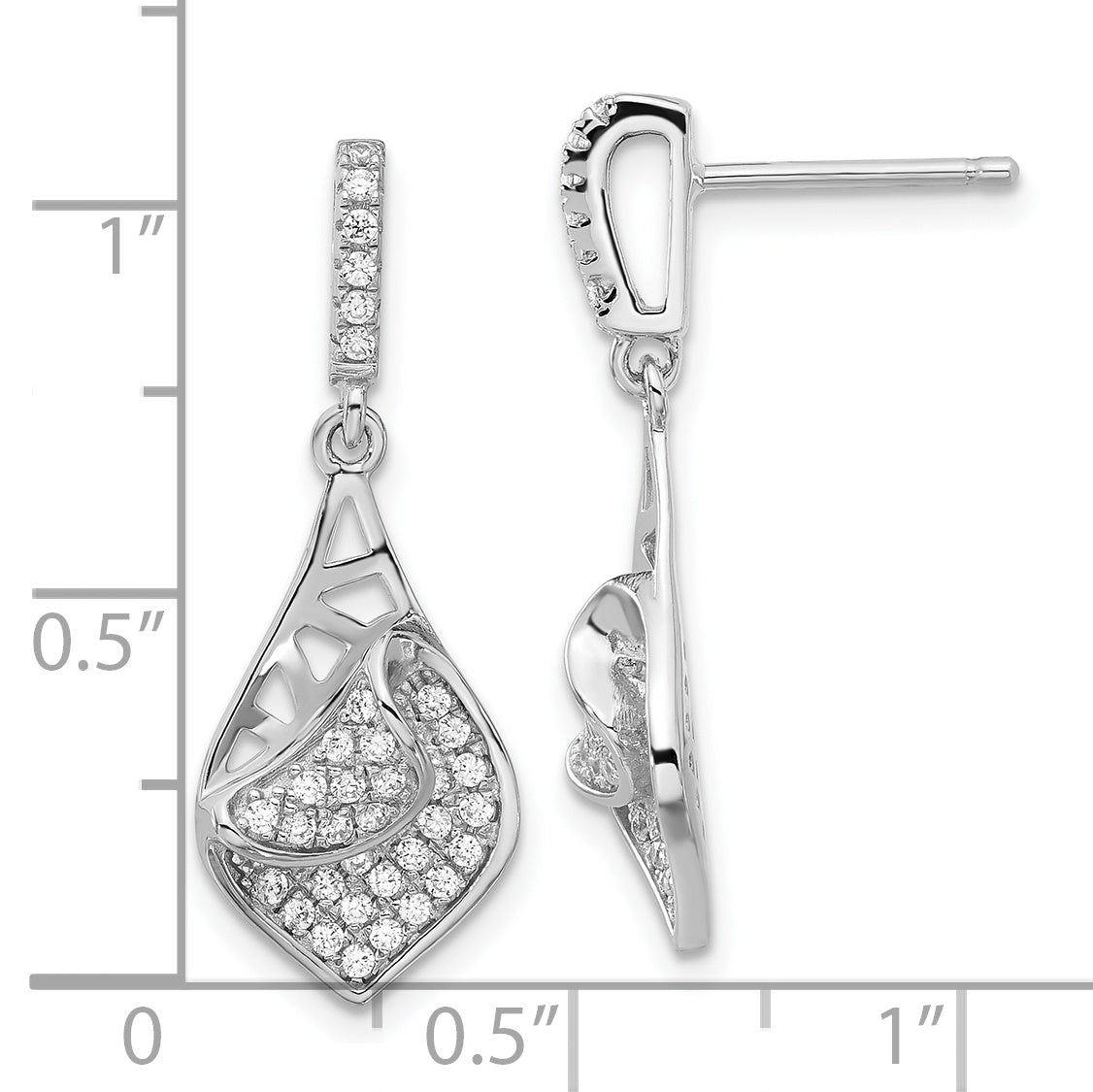 Sterling Silver Brilliant Embers Fancy CZ Teardrop Dangle Post Earrings