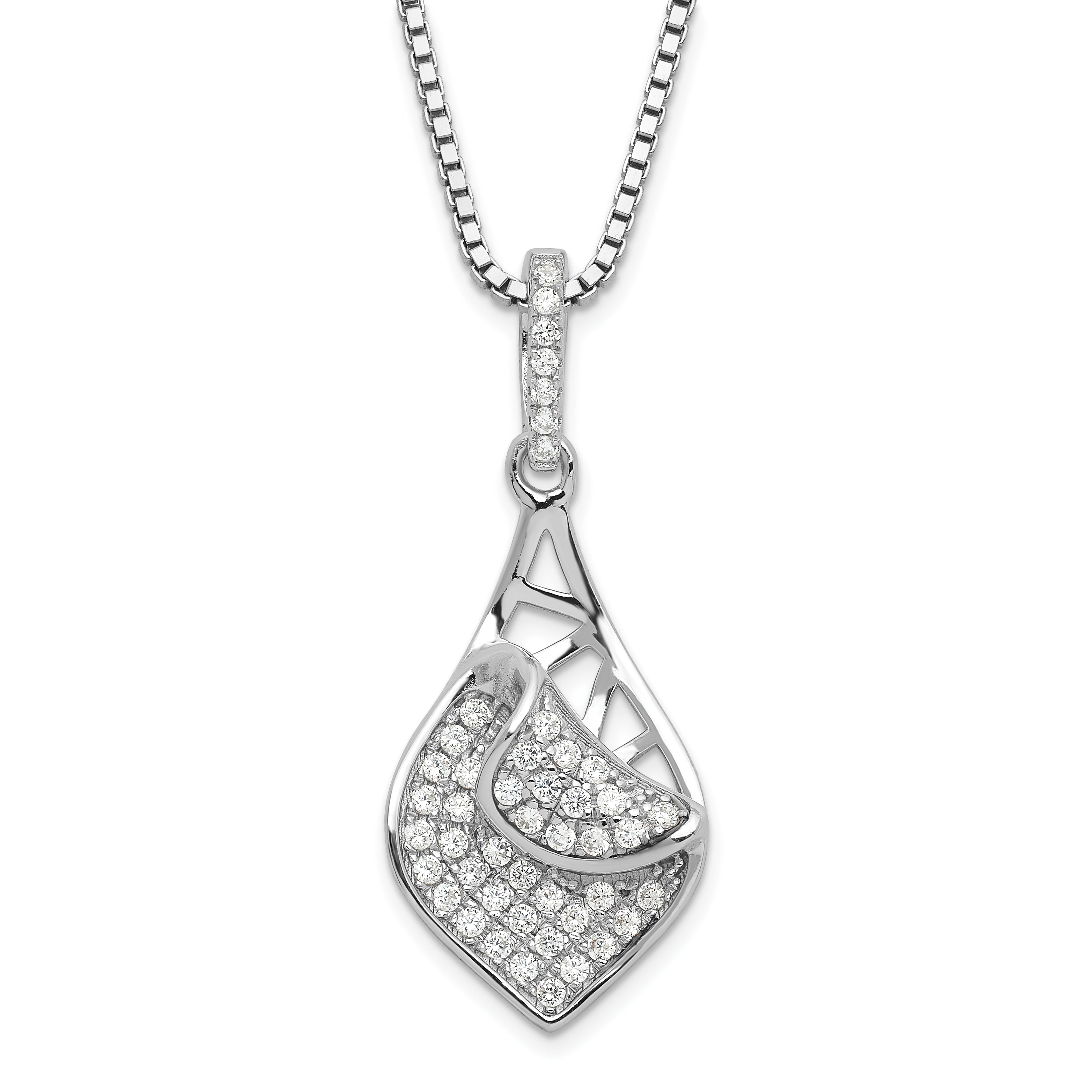 Sterling Silver & CZ Brilliant Embers Fancy Teardrop Necklace Main image