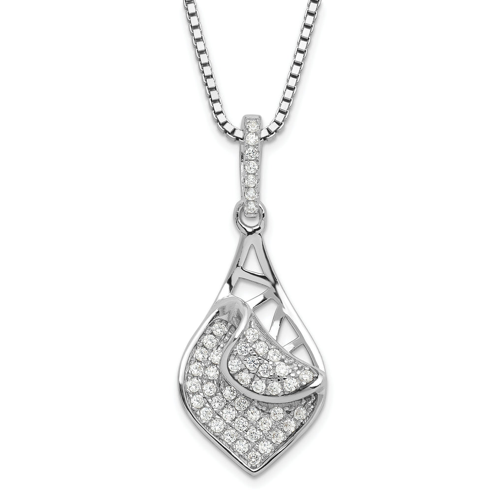 Sterling Silver & CZ Brilliant Embers Fancy Teardrop Necklace