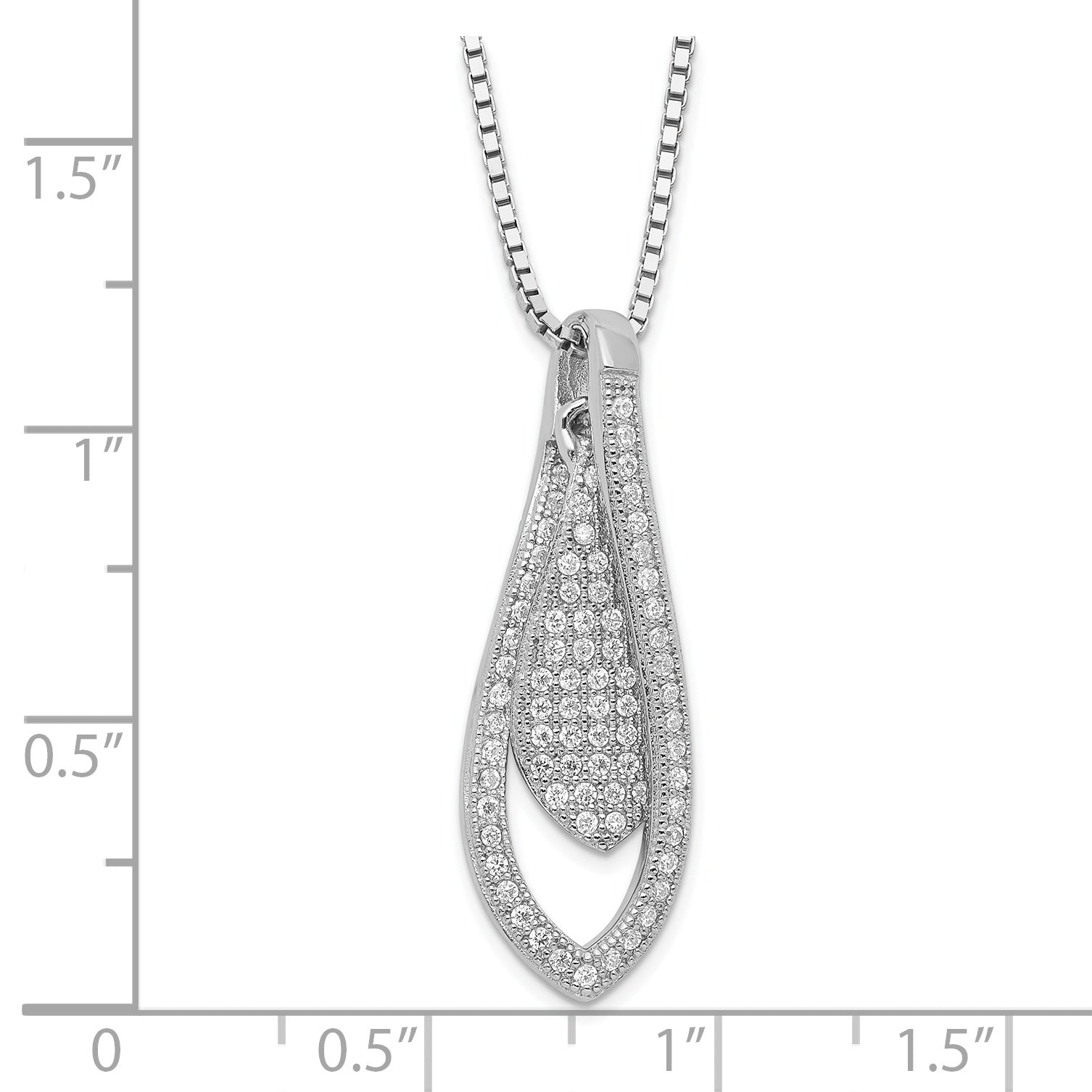 Sophia Jewelers Sterling Silver CZ Teardrop Necklace with Rhodium Polish