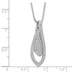 Sophia Jewelers Sterling Silver CZ Teardrop Necklace with Rhodium Polish