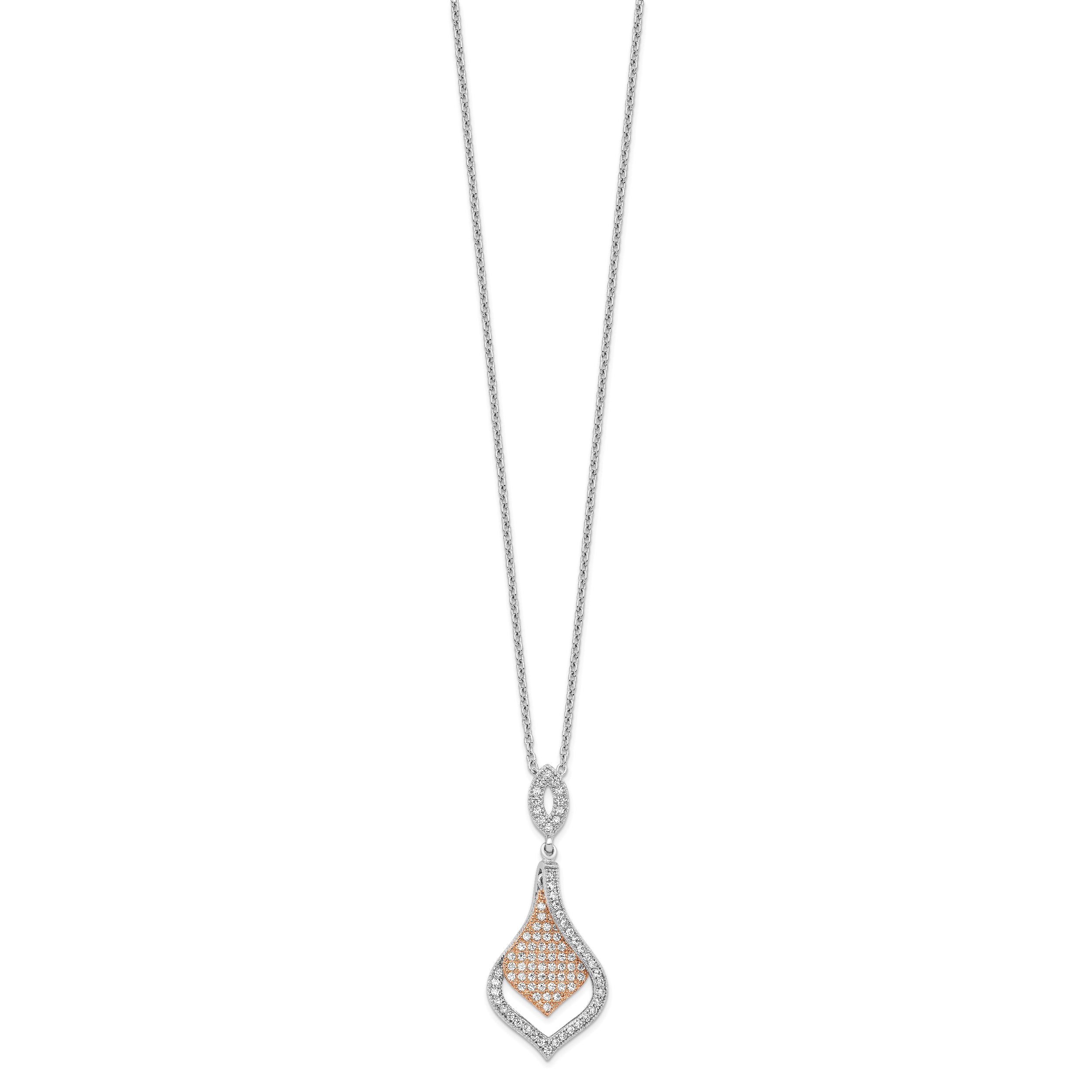 Sophia Jewelers Rose Gold-Plated Sterling Silver Pavé Necklace with CZ Elegance - 20