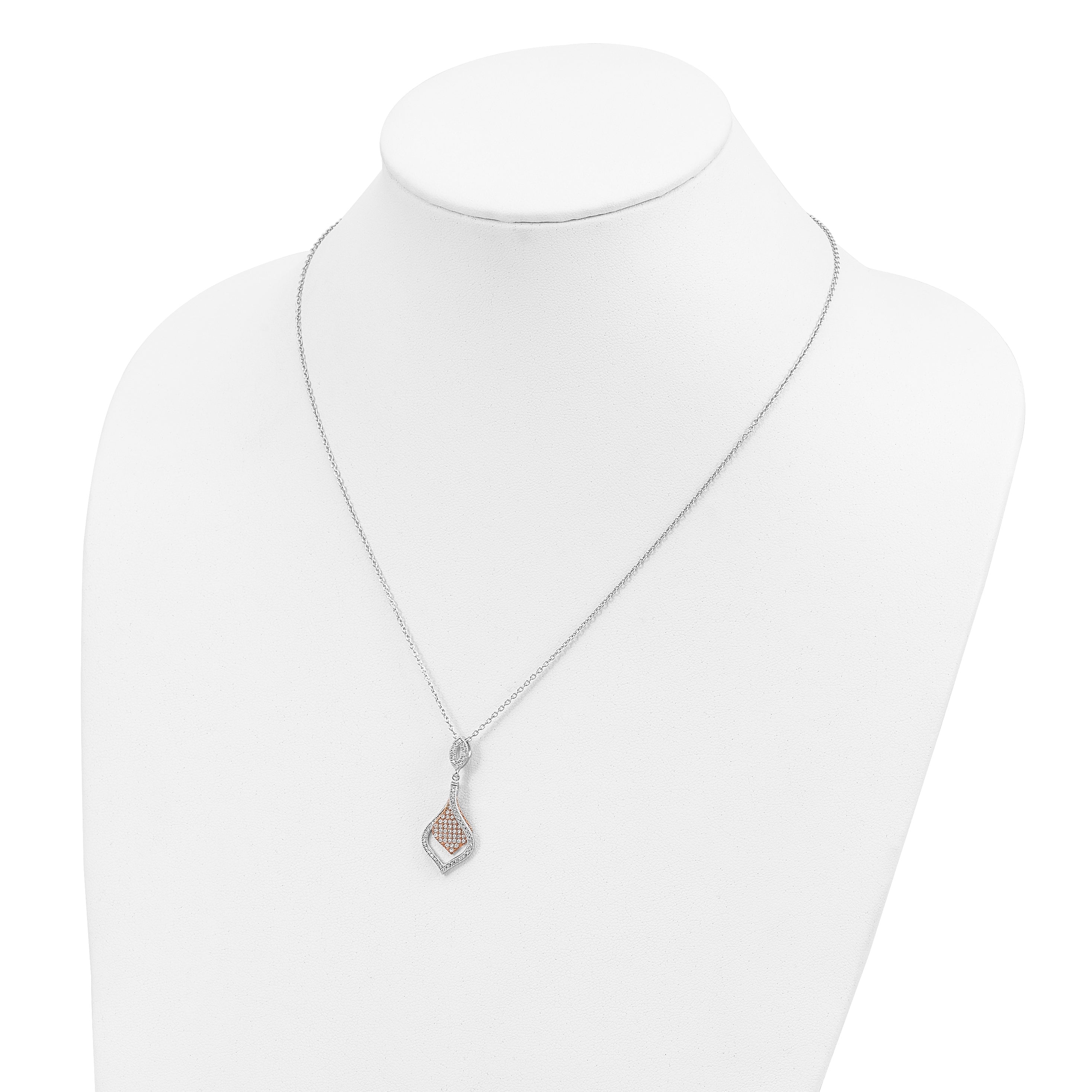Sophia Jewelers Rose Gold-Plated Sterling Silver Pavé Necklace with CZ Elegance - 20