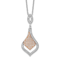 Brilliant Embers Sterling Silver Rose Gold-plated Rhodium-plated 105 Stone 18 inch Micro Pav‚ CZ Necklace with 2 Inch Extender