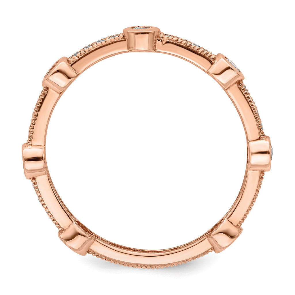 Brilliant Embers Sterling Silver Rose Gold-plated 33 Stone Micro PavÃƒÆ’Ã‚Â¢ÃƒÂ¢Ã‚â€šÃ‚Â¬Ãƒâ€¦Ã‚Â¡ CZ Ring