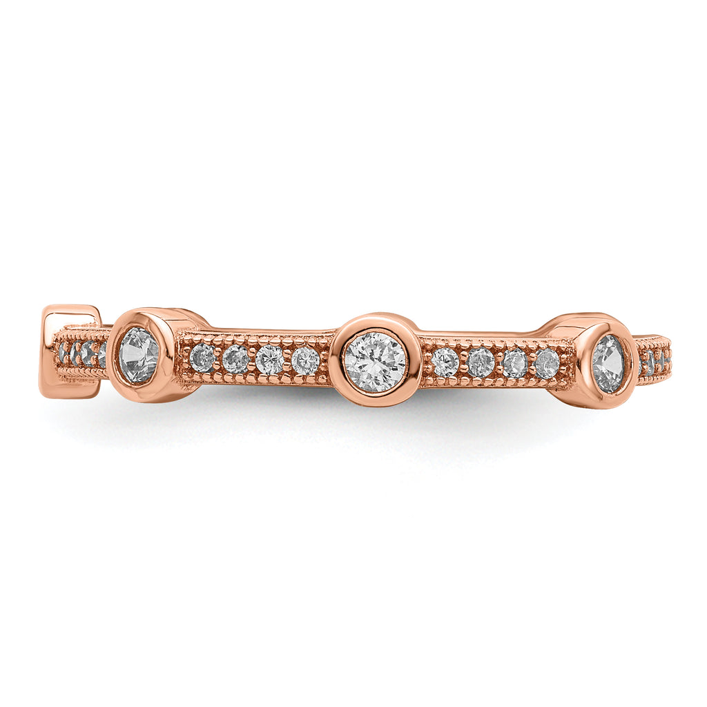 Brilliant Embers Sterling Silver Rose Gold-plated 33 Stone Micro PavÃƒÆ’Ã‚Â¢ÃƒÂ¢Ã‚â€šÃ‚Â¬Ãƒâ€¦Ã‚Â¡ CZ Ring
