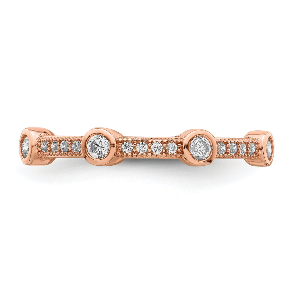 Brilliant Embers Sterling Silver Rose Gold-plated 33 Stone Micro PavÃƒÆ’Ã‚Â¢ÃƒÂ¢Ã‚â€šÃ‚Â¬Ãƒâ€¦Ã‚Â¡ CZ Ring