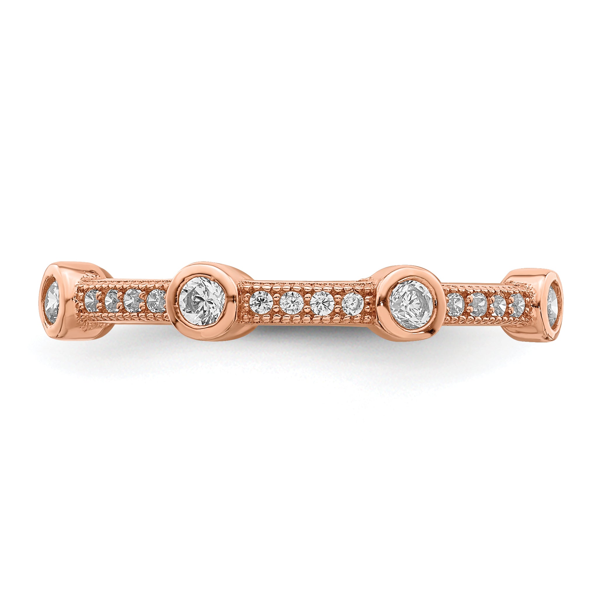 Brilliant Embers Sterling Silver Rose Gold-plated 33 Stone Micro PavÃƒÆ’Ã‚Â¢ÃƒÂ¢Ã‚â€šÃ‚Â¬Ãƒâ€¦Ã‚Â¡ CZ Ring
