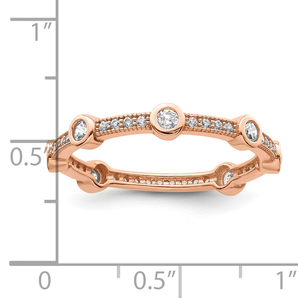 Brilliant Embers Sterling Silver Rose Gold-plated 33 Stone Micro PavÃƒÆ’Ã‚Â¢ÃƒÂ¢Ã‚â€šÃ‚Â¬Ãƒâ€¦Ã‚Â¡ CZ Ring
