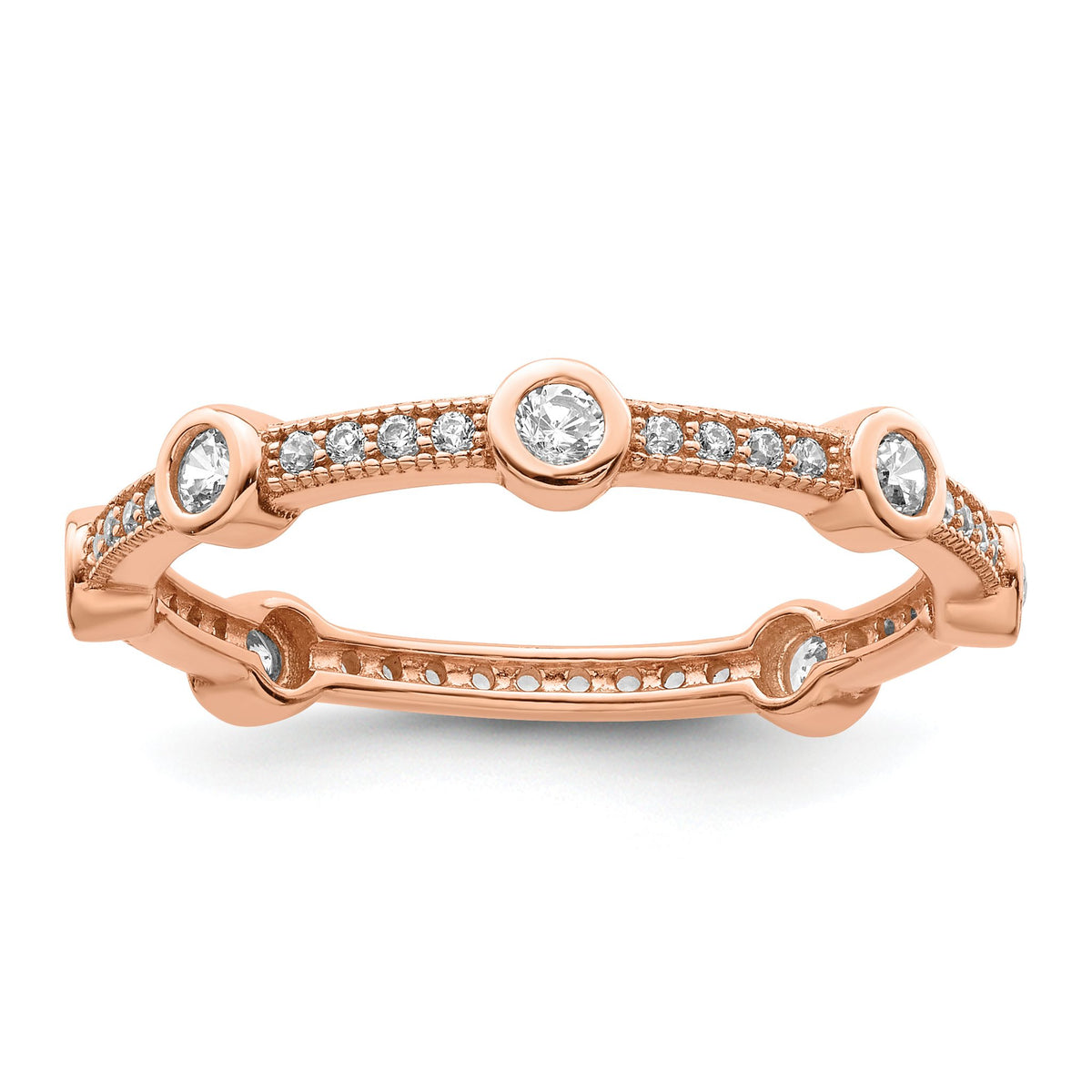 33-Stone Micro-Pavé Cubic Zirconia Eternity Ring in Sterling Silver, Size 6 - Sophia Jewelers Main image