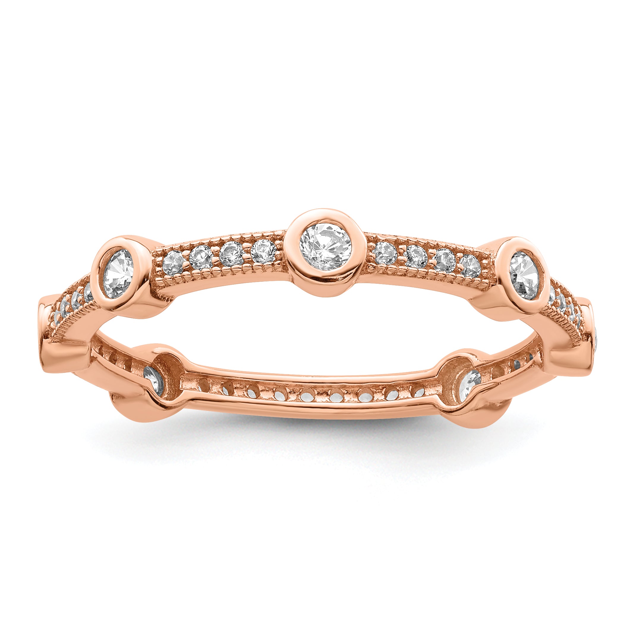 Brilliant Embers Sterling Silver Rose Gold-plated 33 Stone Micro Pav‚ CZ Ring Main image
