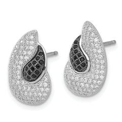 Sterling Silver 925 Dangle Earrings with Multi-Color CZ Teardrops