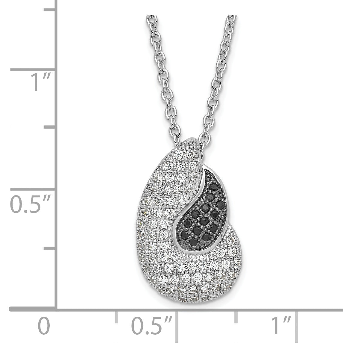 Sterling Silver CZ Teardrop Necklace with True Fire Finish Secondary image