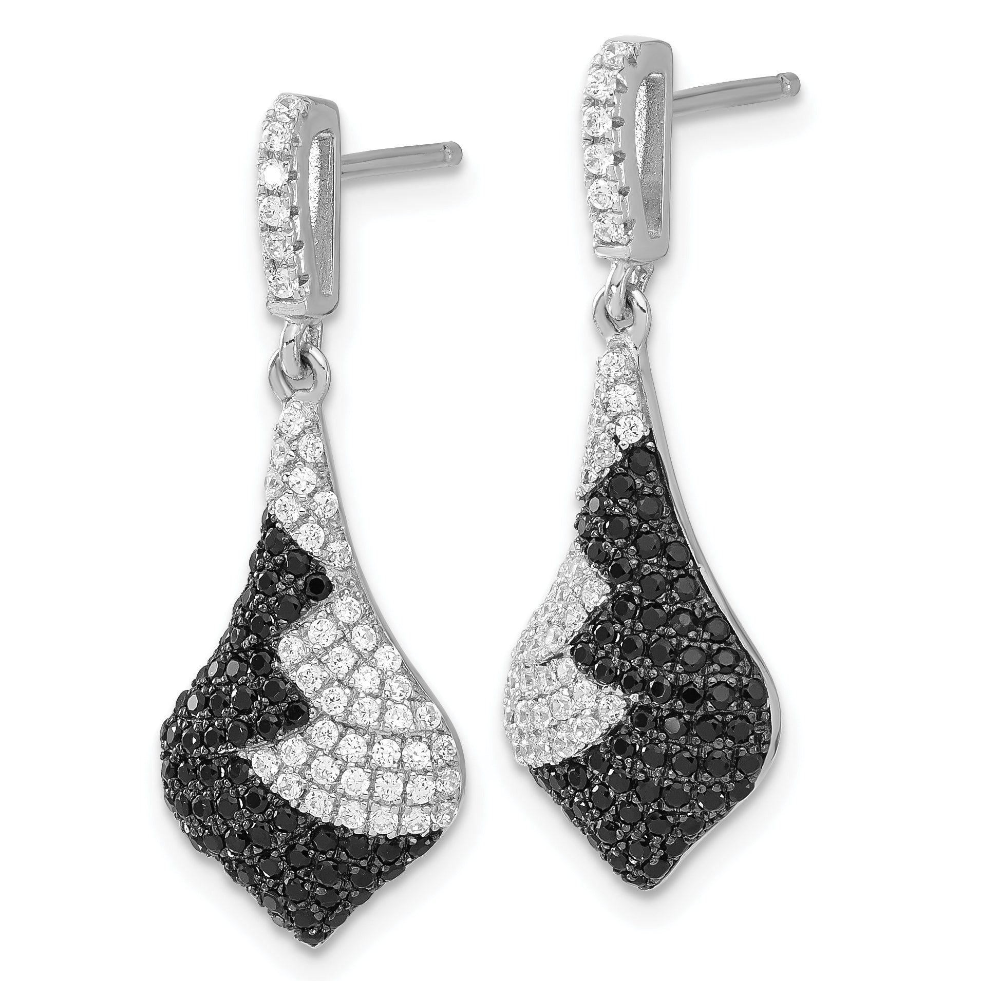 Sterling Silver 925 True Fire CZ Dangle Earrings with Rhodium Polished Finish Secondary image