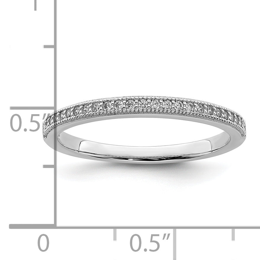 Brilliant Embers Sterling Silver Rhodium-plated 25 Stone Micro Pav‚ CZ Polished Ring - 6