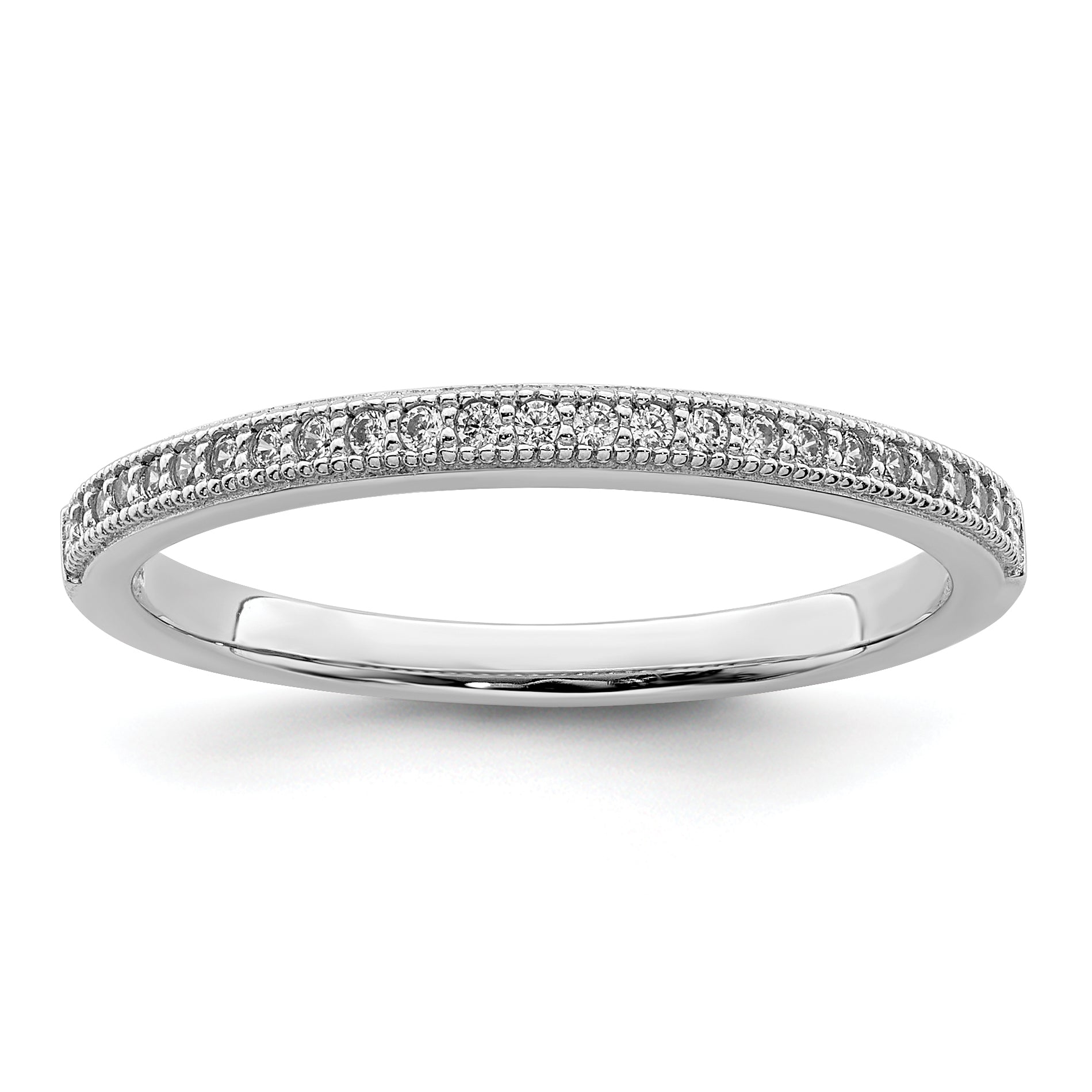 Brilliant Embers Sterling Silver Rhodium-plated 25 Stone Micro Pav‚ CZ Polished Ring Main image