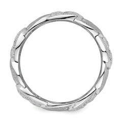 Brilliant Embers Sterling Silver Rhodium-plated 110 Stone Micro Pav‚ CZ Brushed and Polished Ring - 6