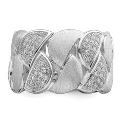 Brilliant Embers Sterling Silver Rhodium-plated 110 Stone Micro Pav‚ CZ Brushed and Polished Ring - 6