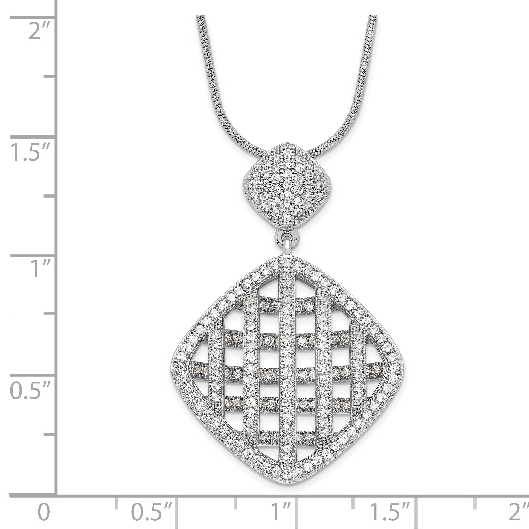 Sterling Silver 925 Necklace with CZ Pendant Polished Elegant Design Secondary image