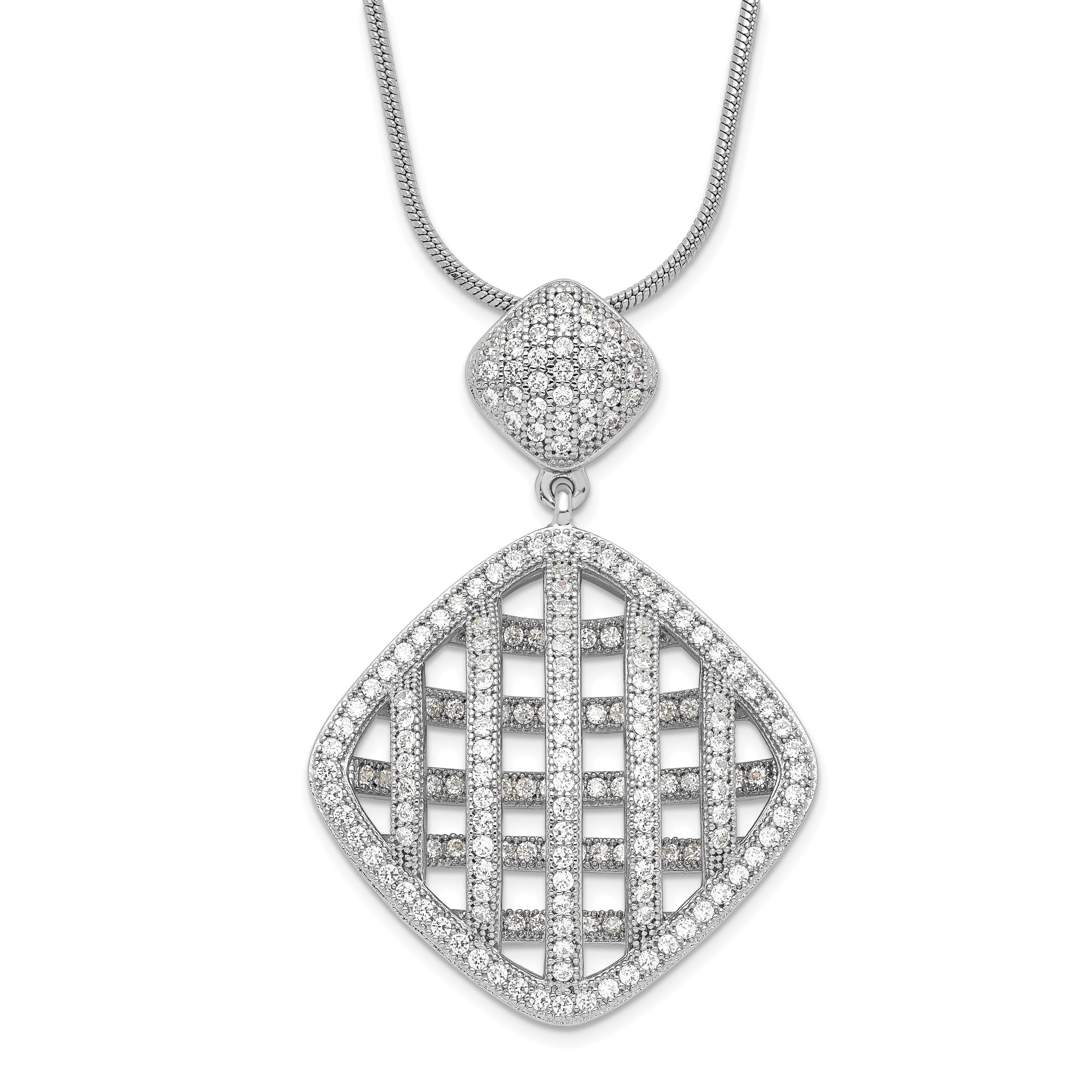 Sterling Silver & CZ Brilliant Embers Polished Necklace Main image