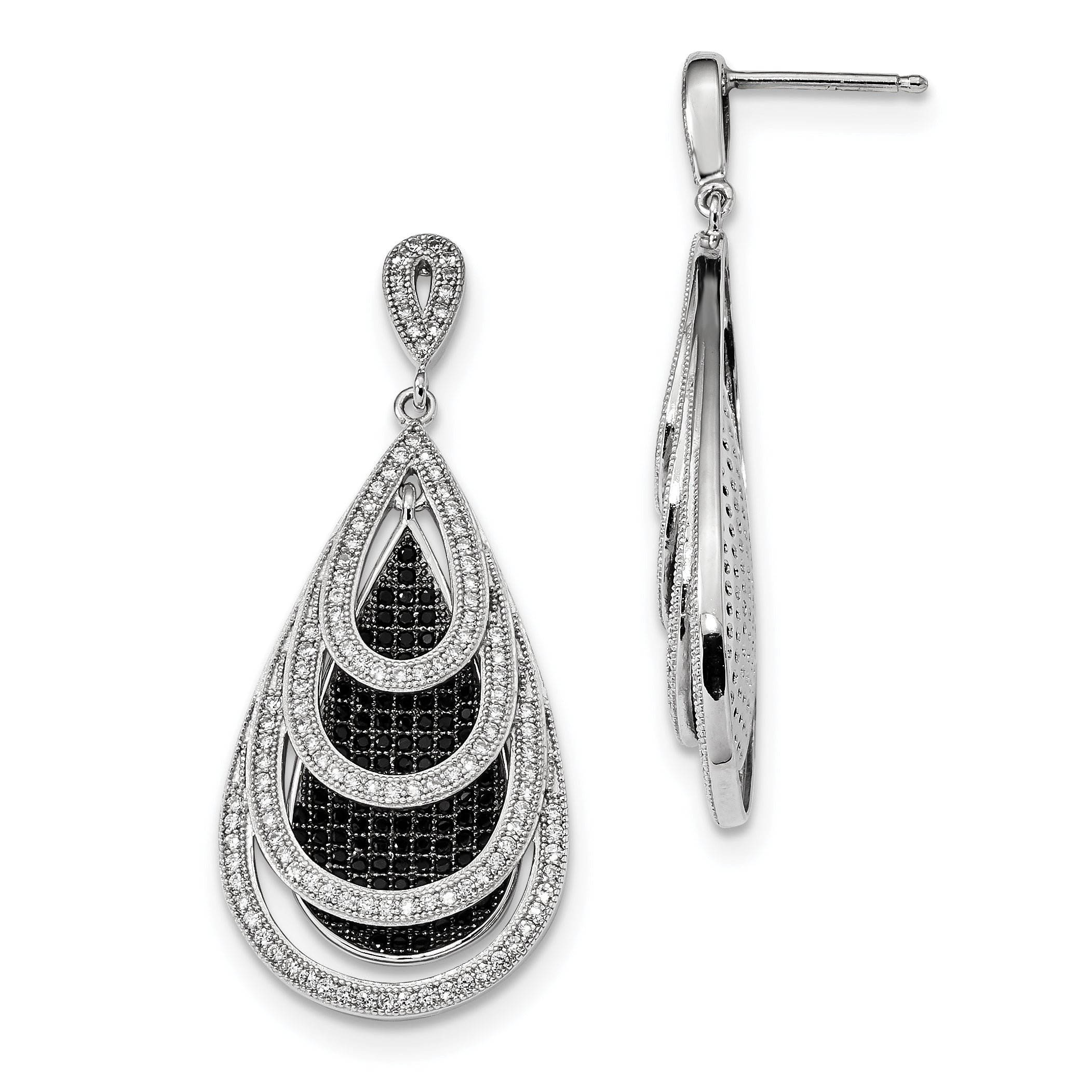 SS RH CZ True Fire Teardrop Dangle Post Earrings Main image
