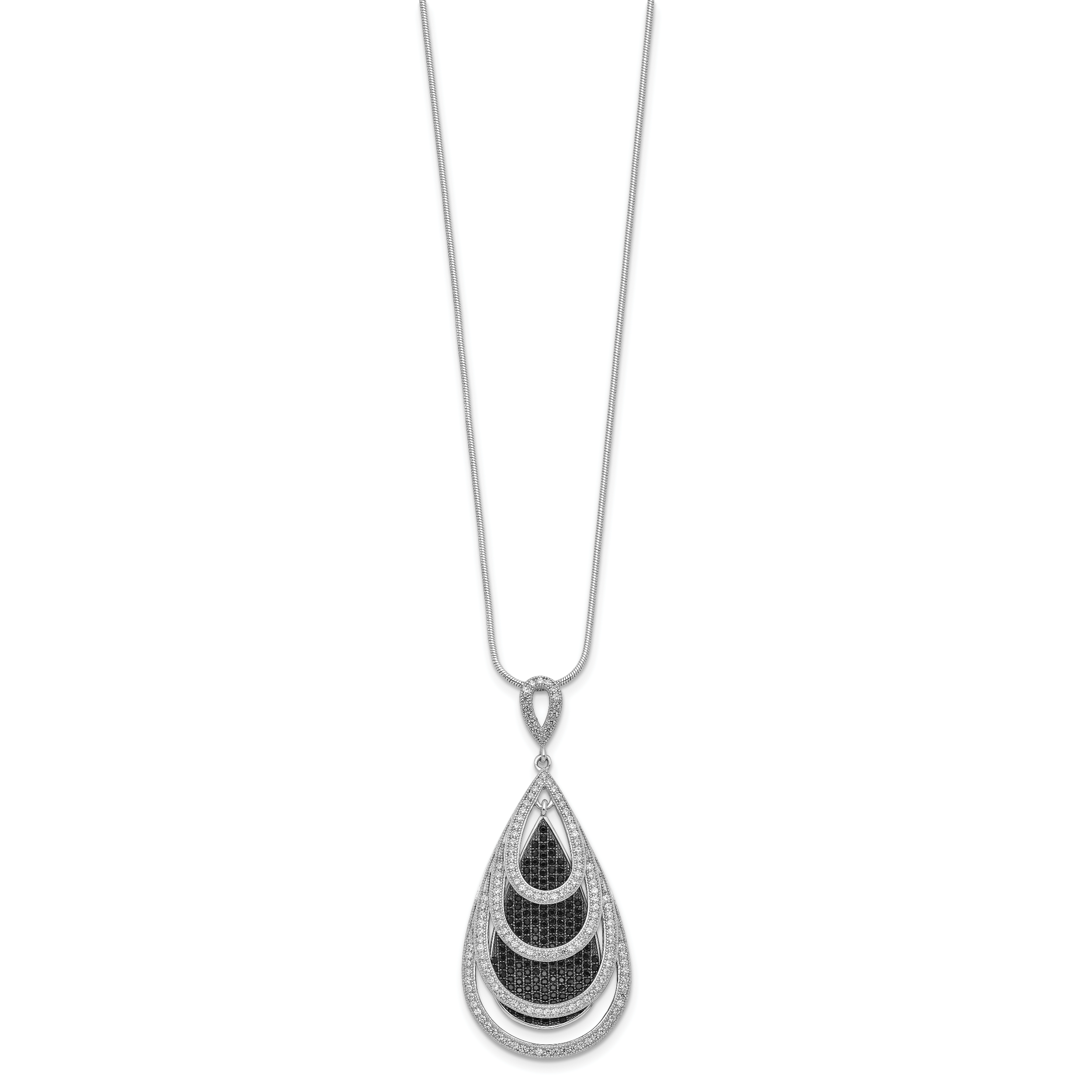 Brilliant Embers Sterling Silver Teardrop Necklace with Black and White CZ Secondary image