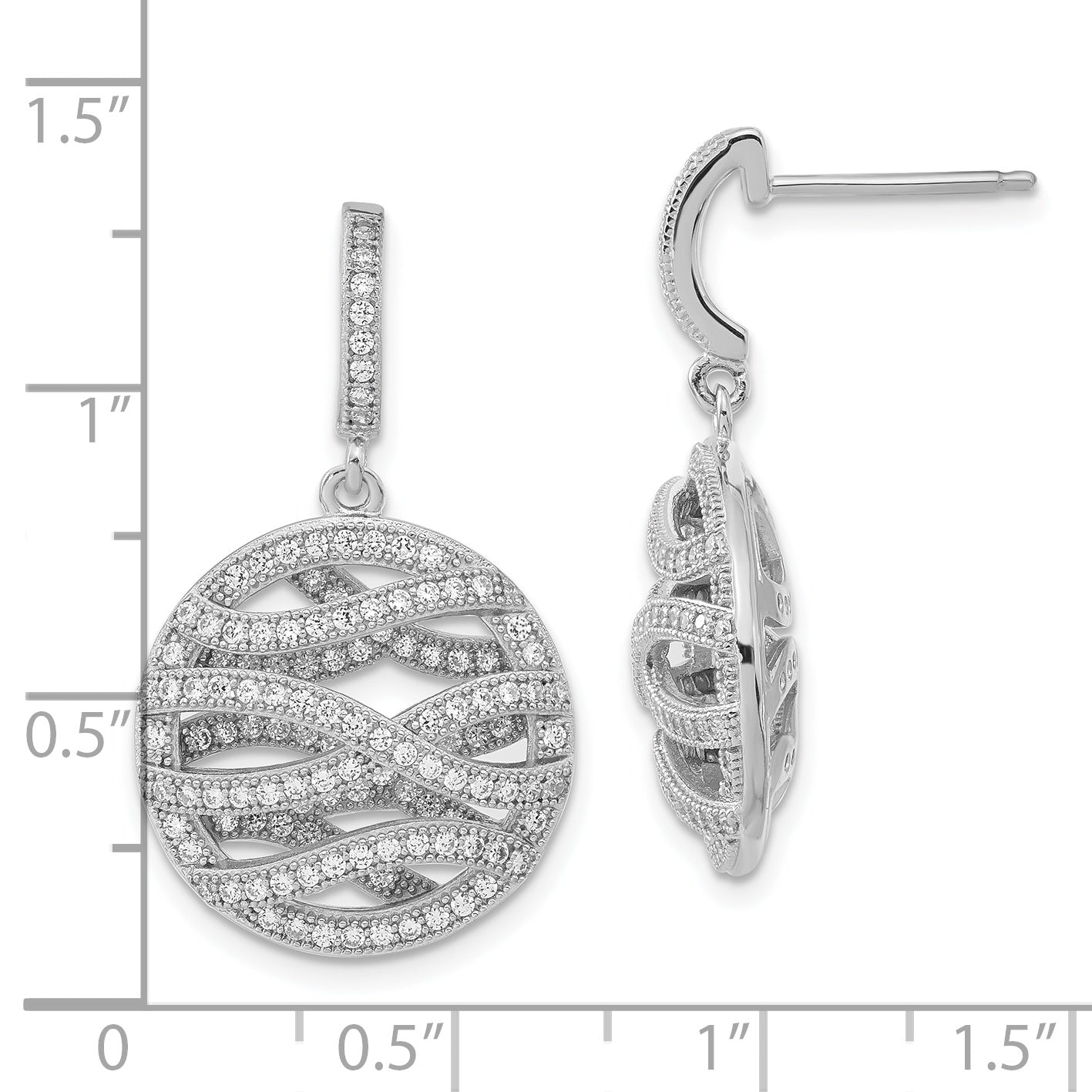 Sophia Jewelers Sterling Silver CZ Dangle Earrings Elegant Polished Finish