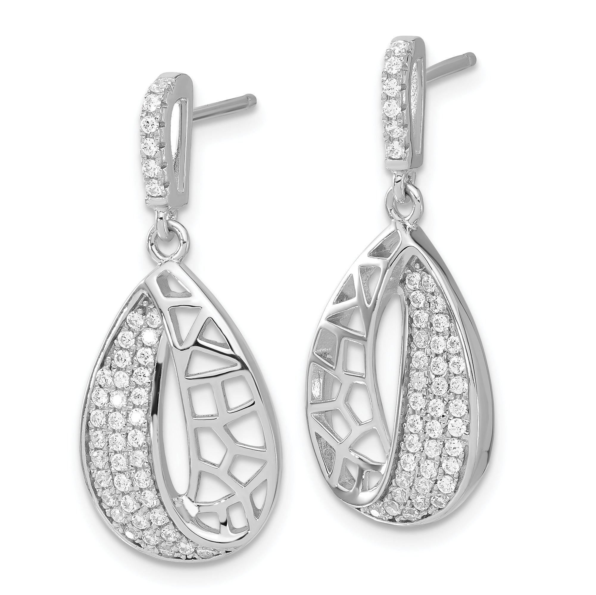 Sophia Jewelers Sterling Silver CZ Teardrop Dangle Earrings Polished Finish Secondary image
