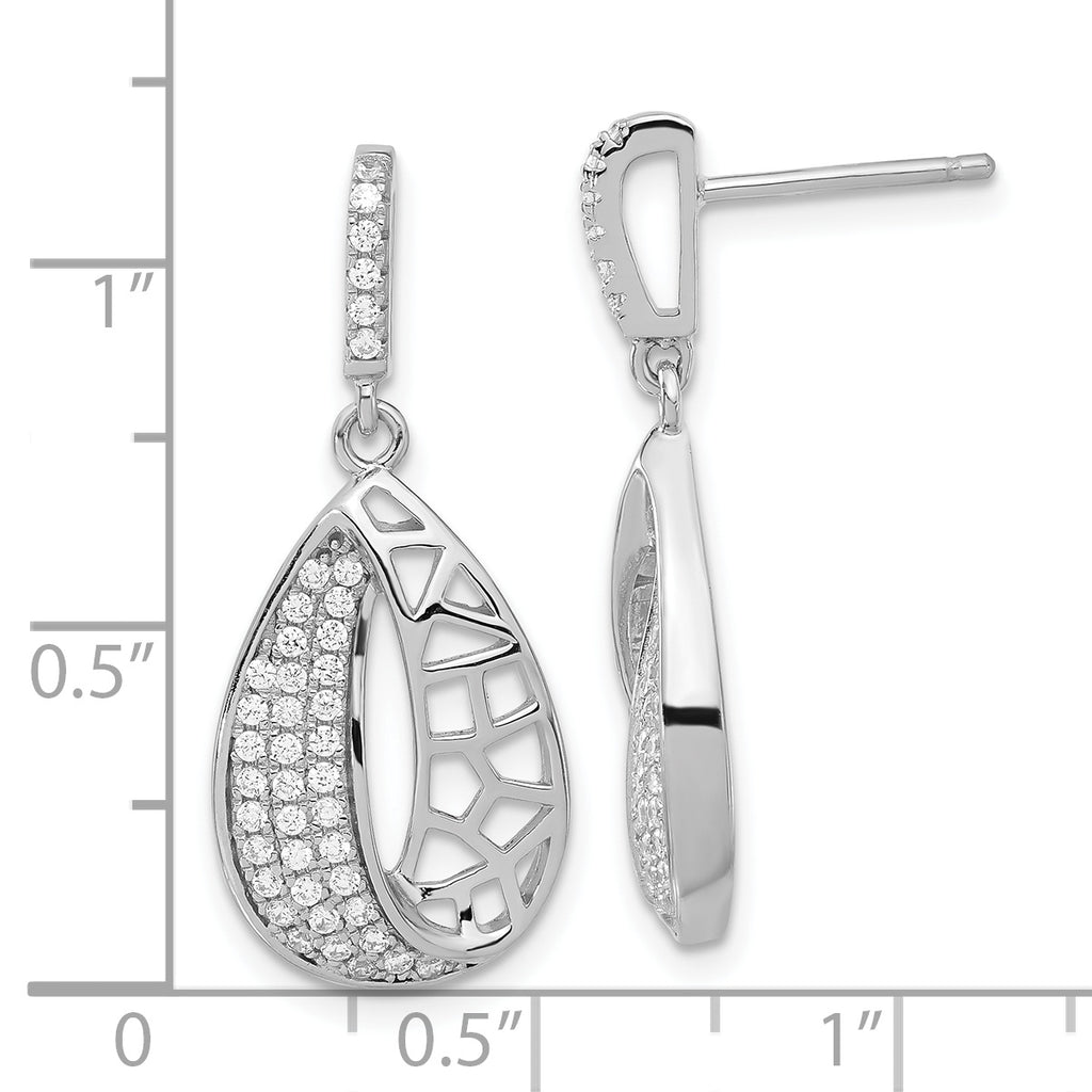 Sophia Jewelers Sterling Silver CZ Teardrop Dangle Earrings Polished Finish