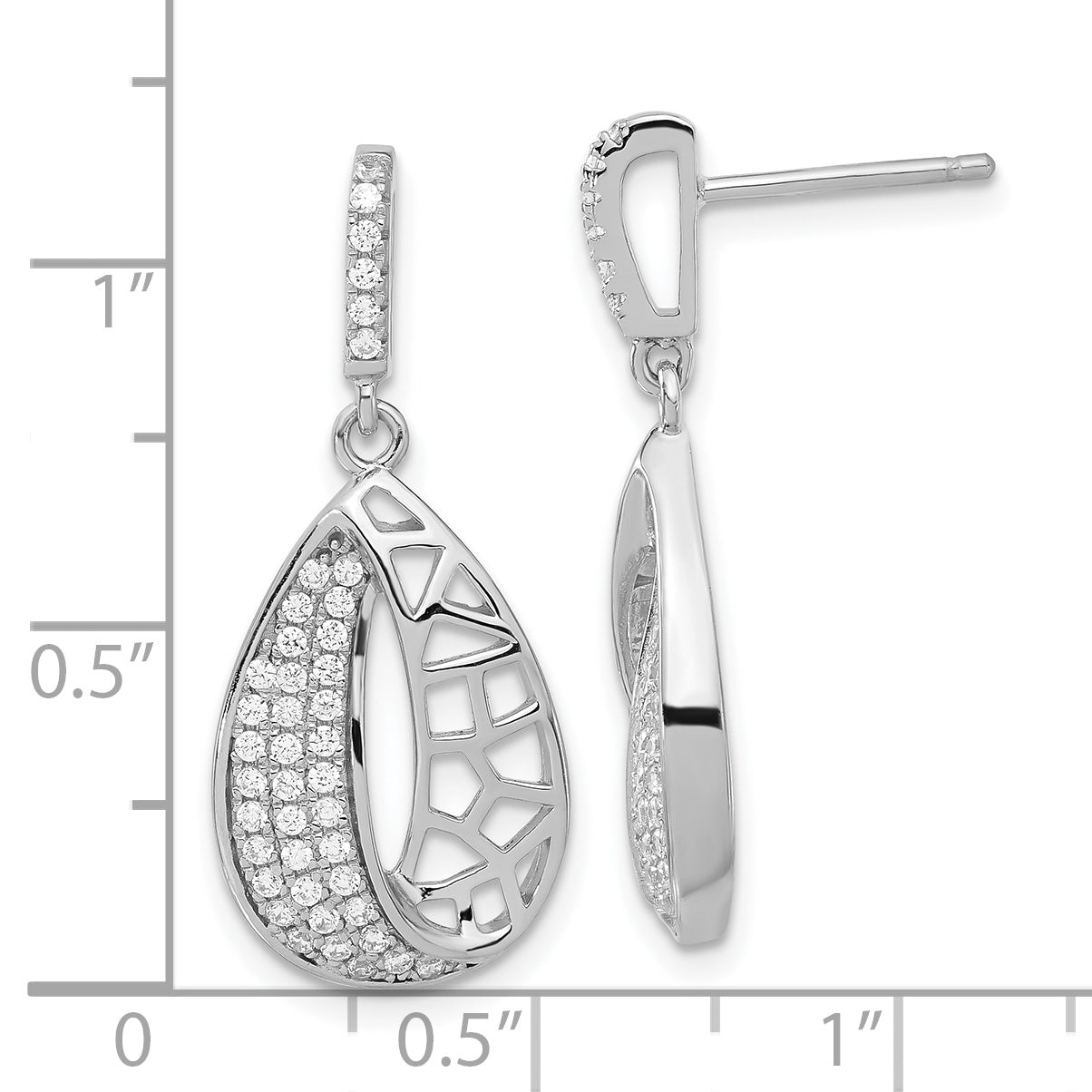 Sophia Jewelers Sterling Silver CZ Teardrop Dangle Earrings Polished Finish