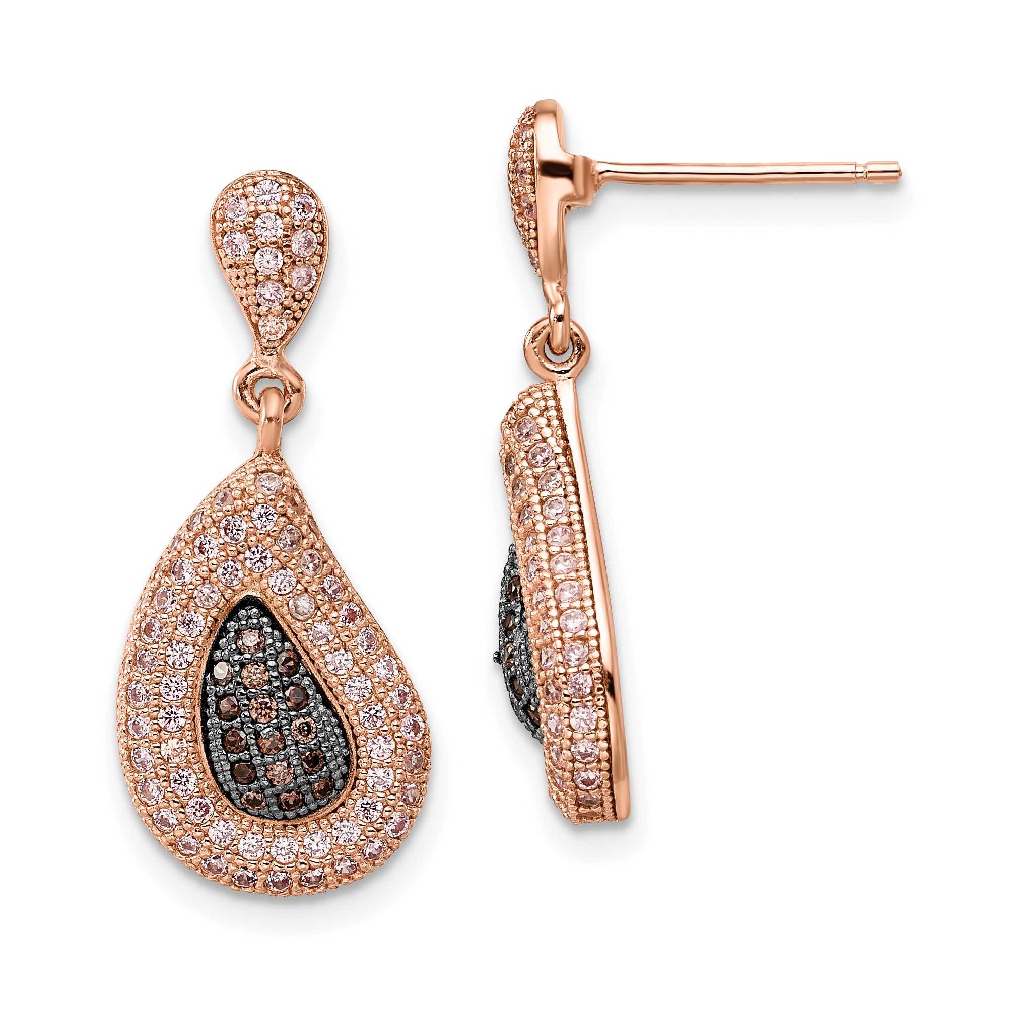 SS Rose Gold-plated CZ Brilliant Embers Dangle Post Earrings Main image
