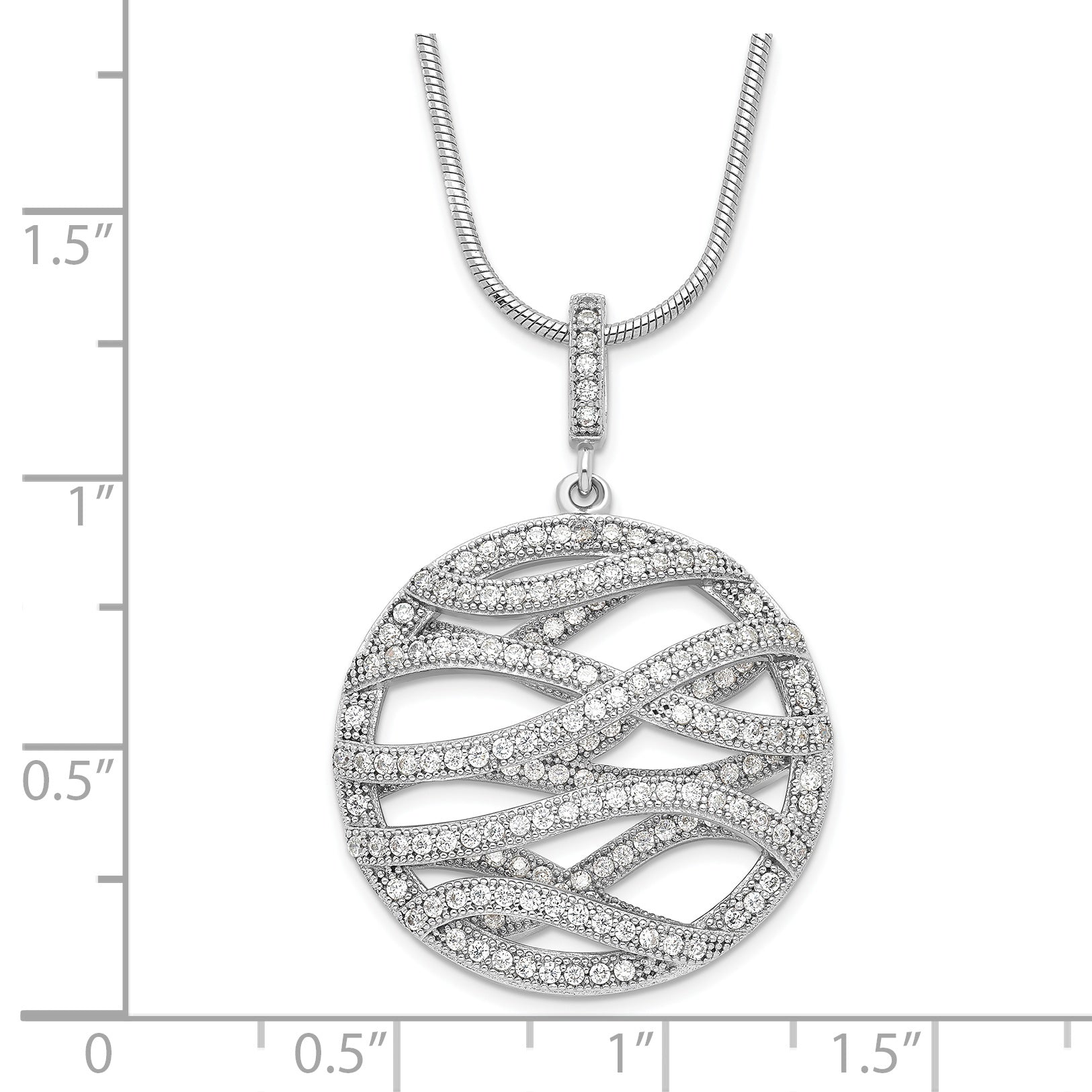 Sterling Silver 925 Necklace with Round CZ Pendant Elegant Women's Design