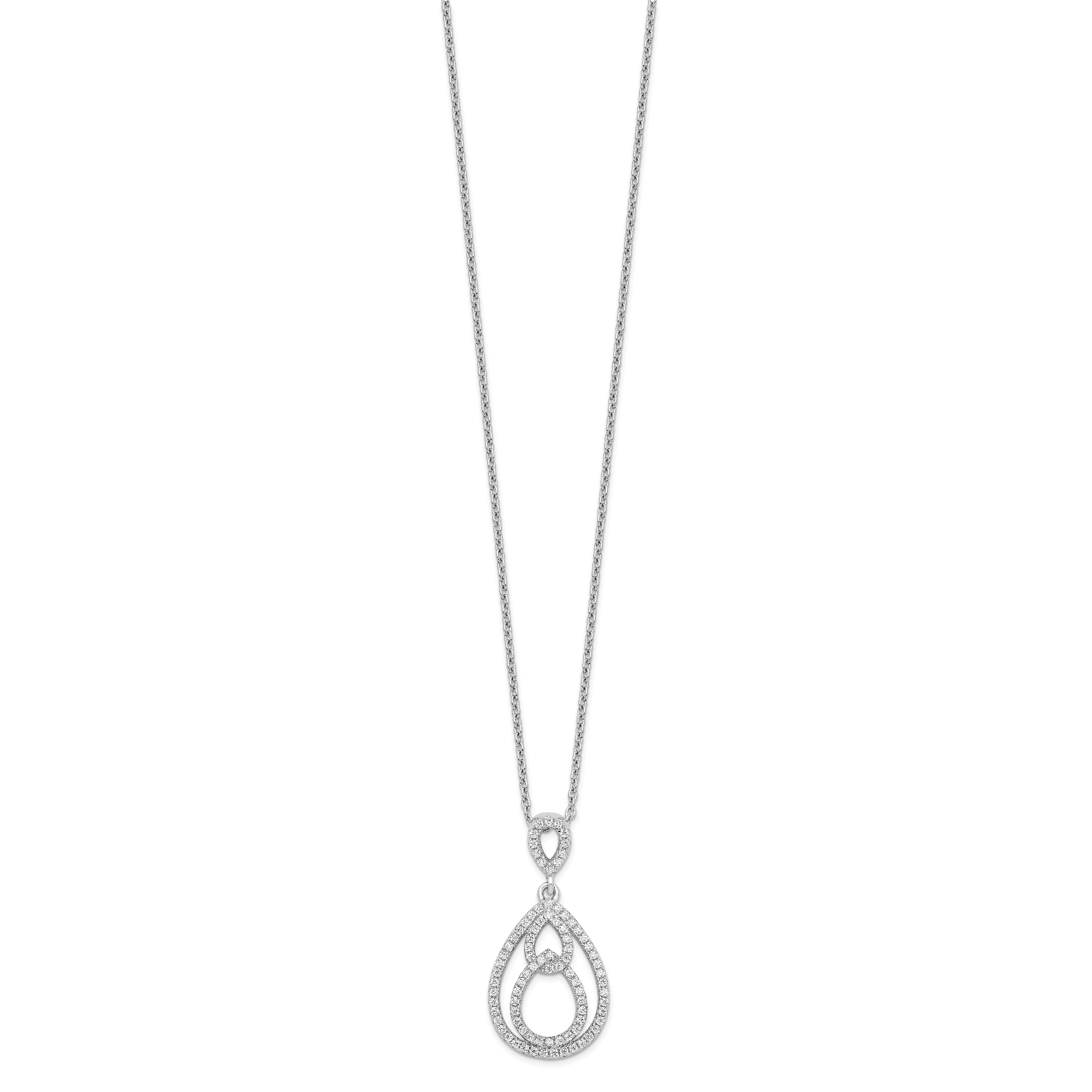 Sophia Jewelers Sterling Silver CZ Teardrop Necklace with Rhodium Polish Secondary image