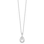 Sophia Jewelers Sterling Silver CZ Teardrop Necklace with Rhodium Polish