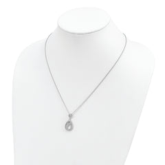 Sophia Jewelers Sterling Silver CZ Teardrop Necklace with Rhodium Polish - 20