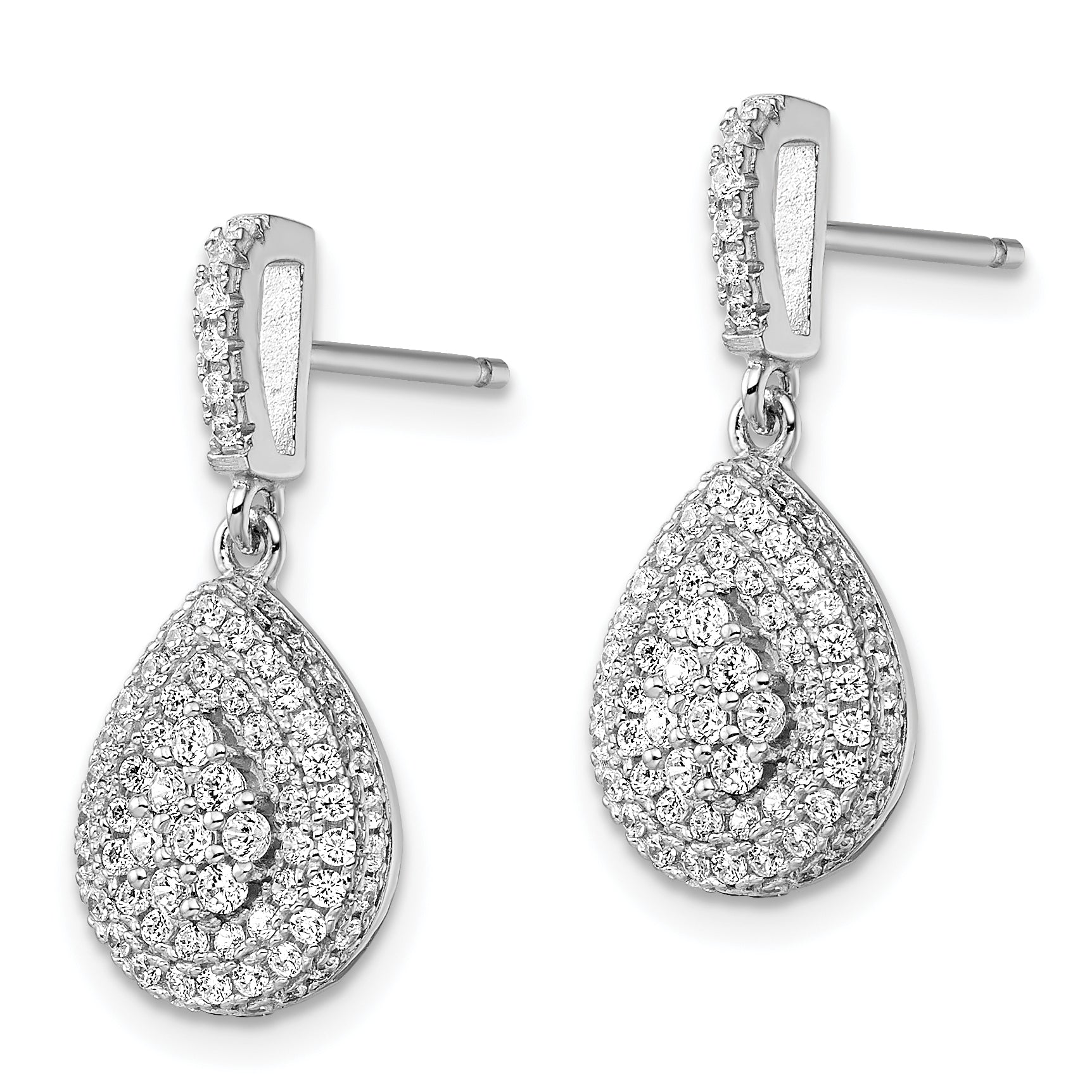 Brilliant Embers Sterling Silver CZ Teardrop Dangle Earrings, Elegant Rhodium-Plated Design Secondary image