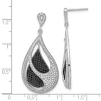 Sterling Silver Teardrop Earrings with Black and Clear CZ Elegance